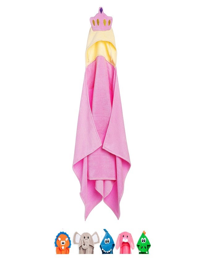 ذا كروكو مناشف ذا كروكو الفاخرة للأطفال بغطاء رأس | فائقة النعومة وكبيرة الحجم (28 × 49 بوصة) | منشفة حمام قطنية 100% للأطفال بغطاء رأس | مناشف شاطئ ومسبح للأولاد والبنات من عمر 1 إلى 8 سنوات (لون وردي فاتح) - Image 1